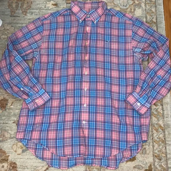 Vineyard Vines Classic Check Button Down Whale Shirt size Large - Picture 1 of 4